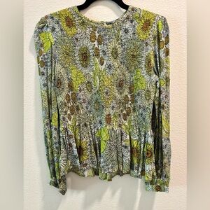 NWT blank london green floral blouse, size S